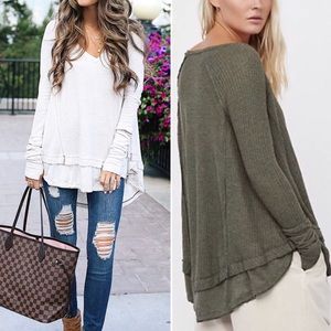 Free People Laguna Thermal Beige and Army Green S